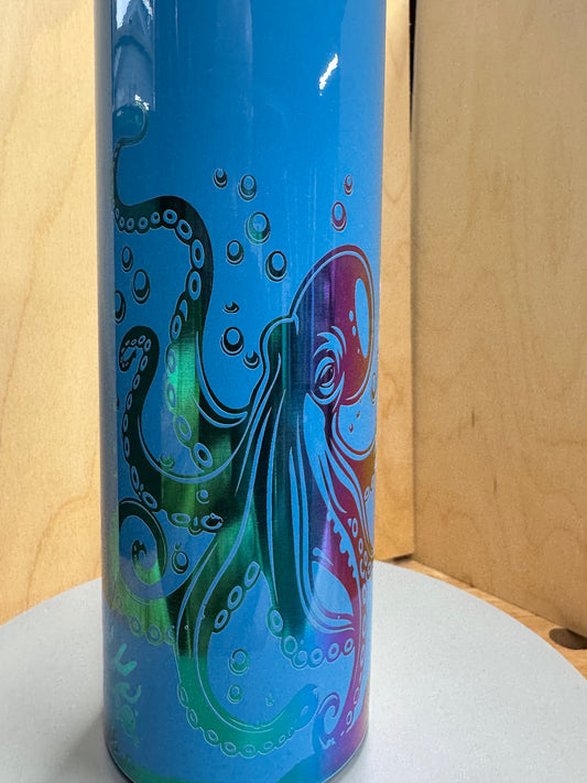 Octopus and Turtle 20oz Blue Rainbow Tumbler