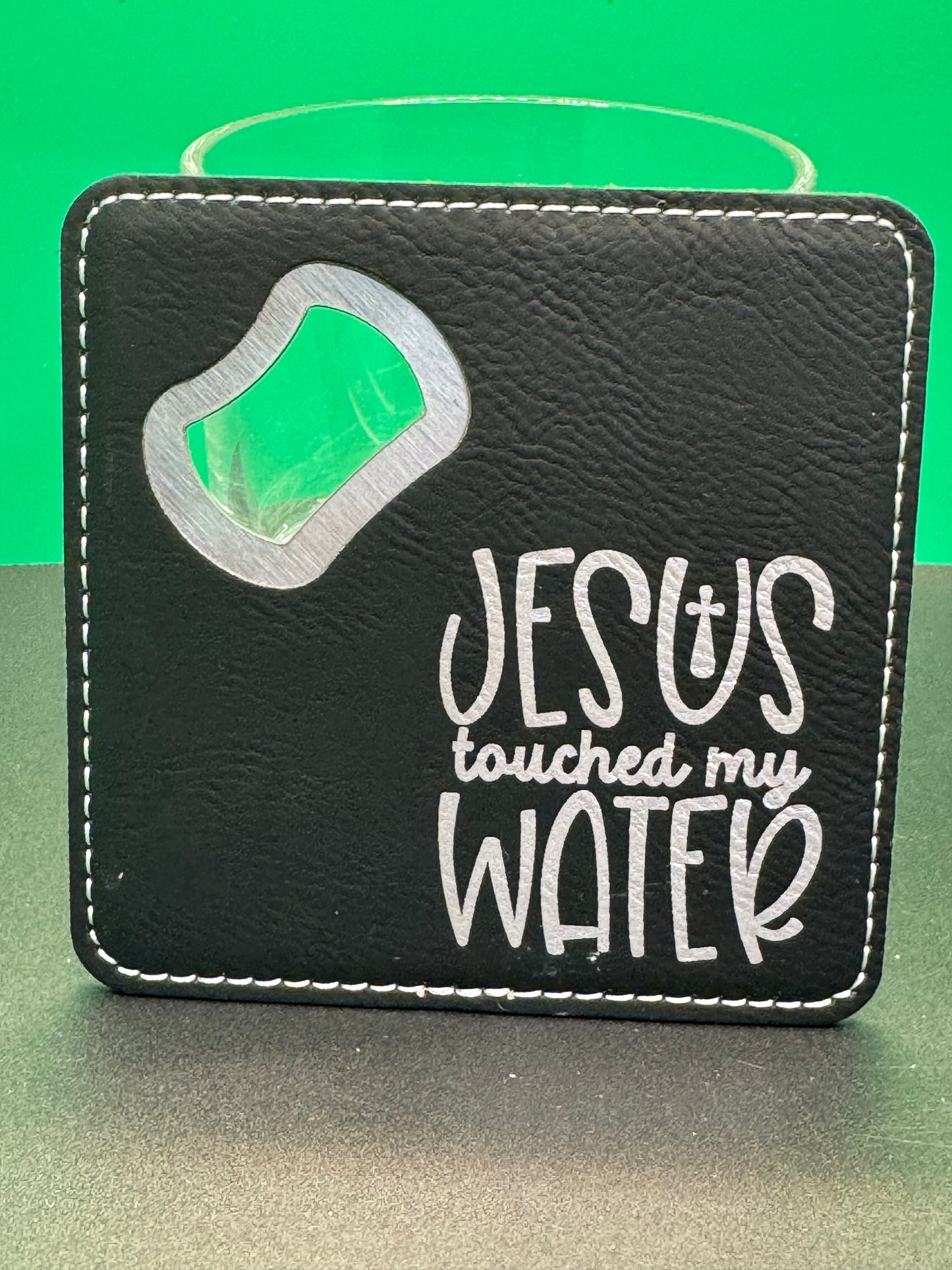 4" x 4" Leatherette Coaster Bottle Opener