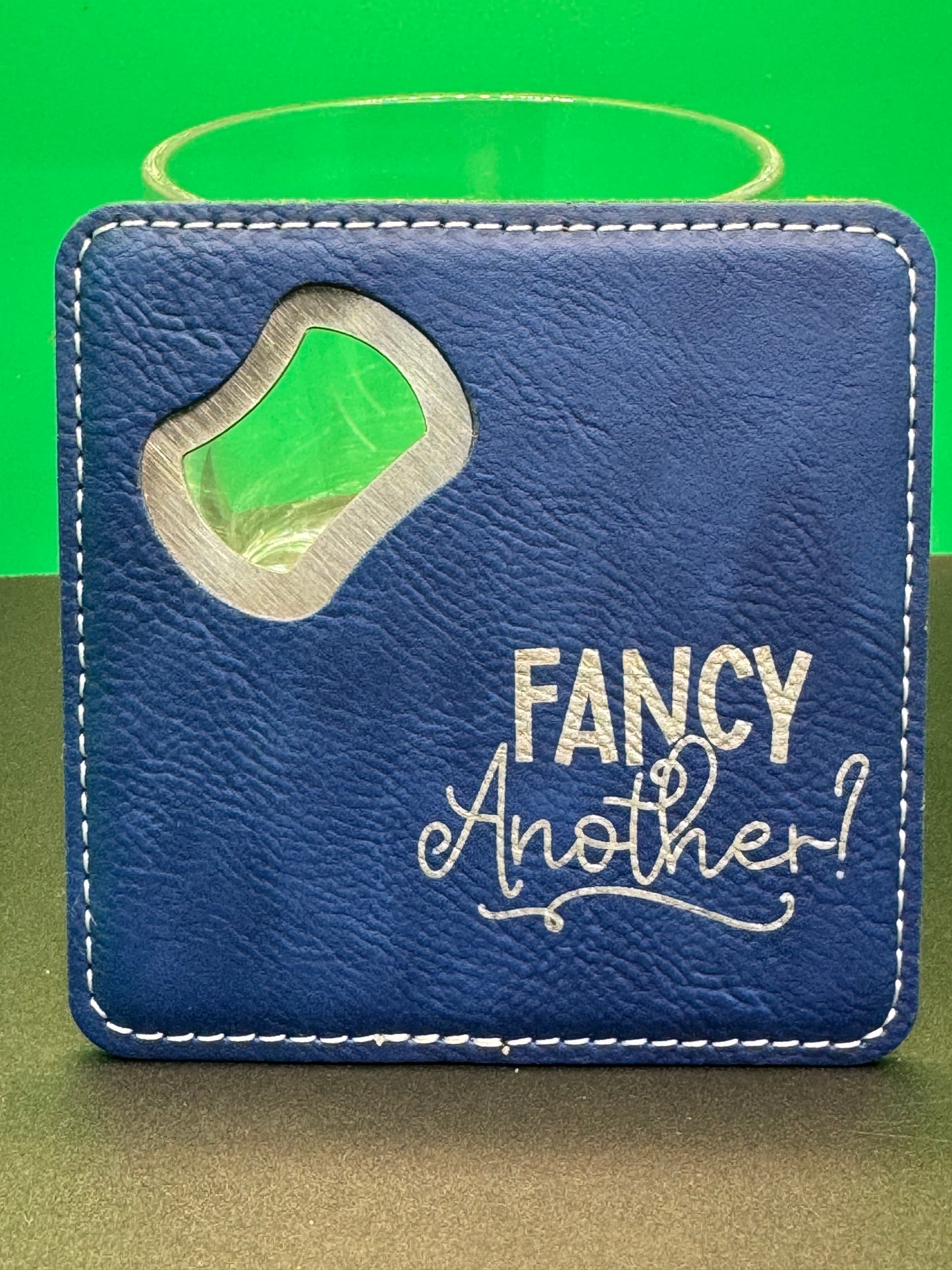 4" x 4" Leatherette Coaster Bottle Opener