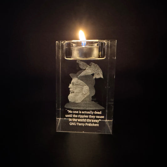 Engraved Crystal Candle Holder