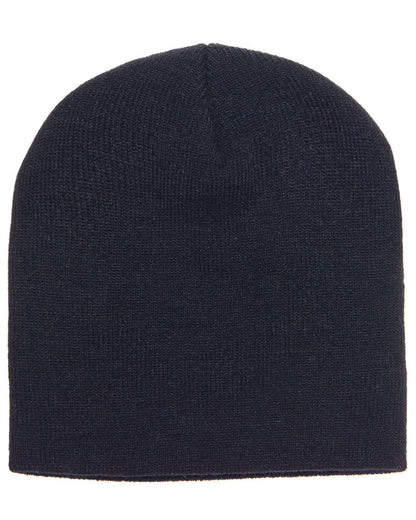 Knit Beanie with Leatherette Patch