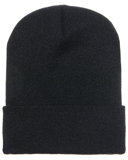 Cuffed Knit Beanie with Leatherette Patch