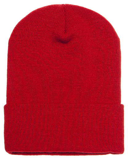 Cuffed Knit Beanie with Leatherette Patch