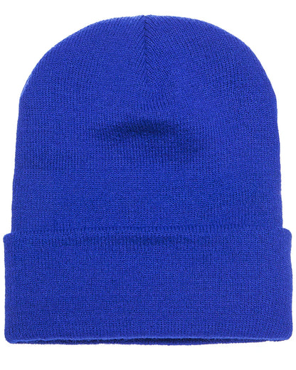 Cuffed Knit Beanie with Leatherette Patch