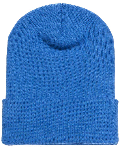 Cuffed Knit Beanie with Leatherette Patch