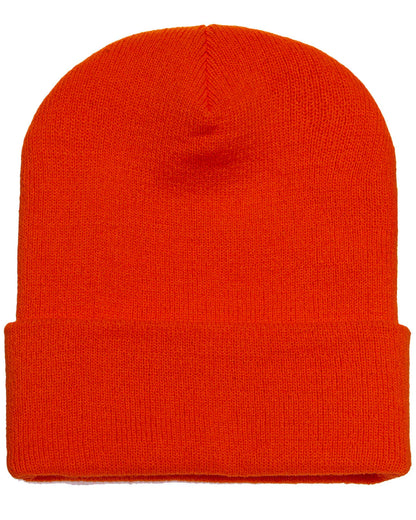 Cuffed Knit Beanie with Leatherette Patch