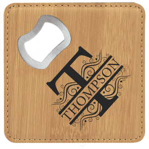 4" x 4" Leatherette Coaster Bottle Opener