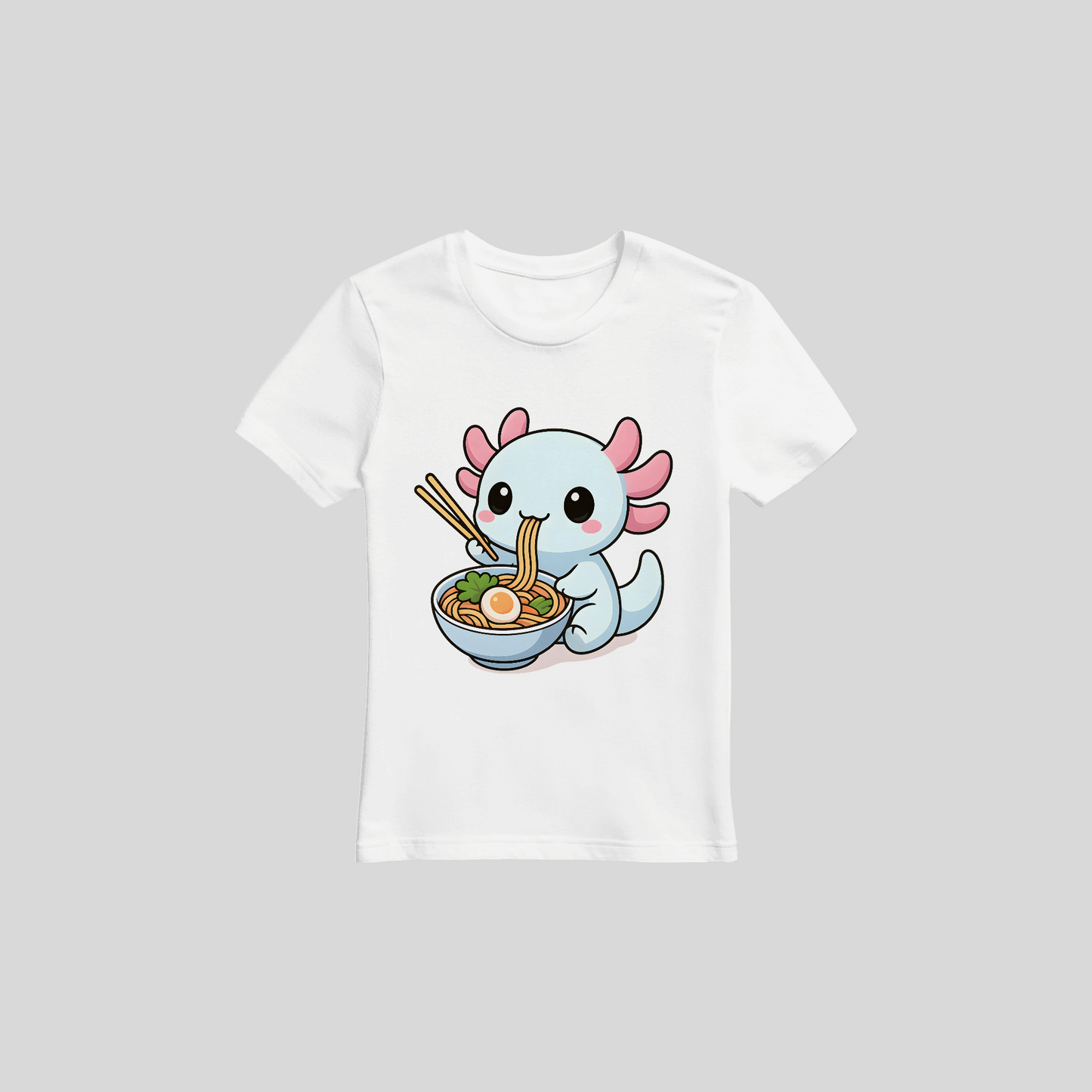 Blue Axolotl Eating Ramen