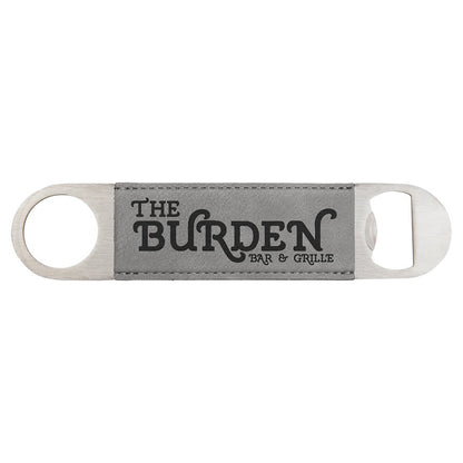 1.5" x 7" Stainless Steel Bottle Opener with Leatherette Sleeve