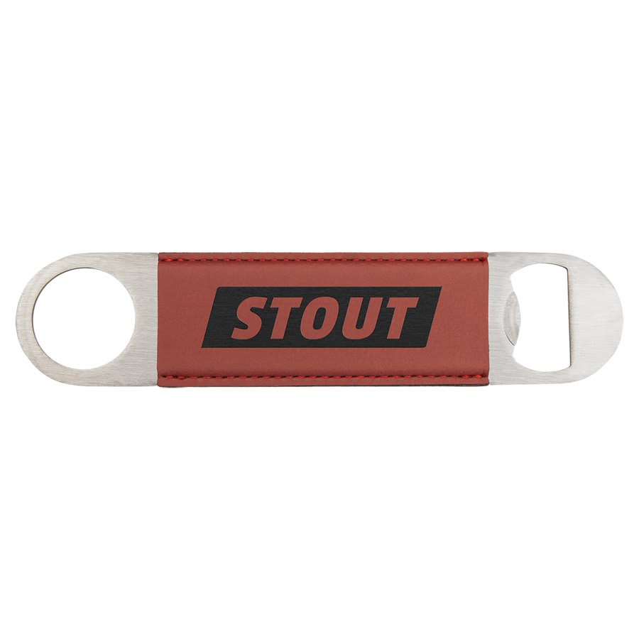 1.5" x 7" Stainless Steel Bottle Opener with Leatherette Sleeve