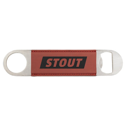 1.5" x 7" Stainless Steel Bottle Opener with Leatherette Sleeve