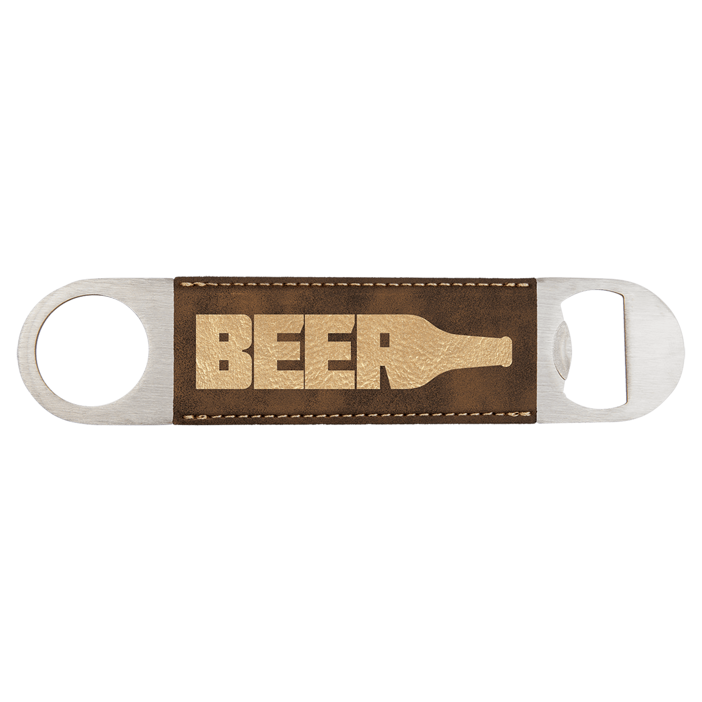 1.5" x 7" Stainless Steel Bottle Opener with Leatherette Sleeve