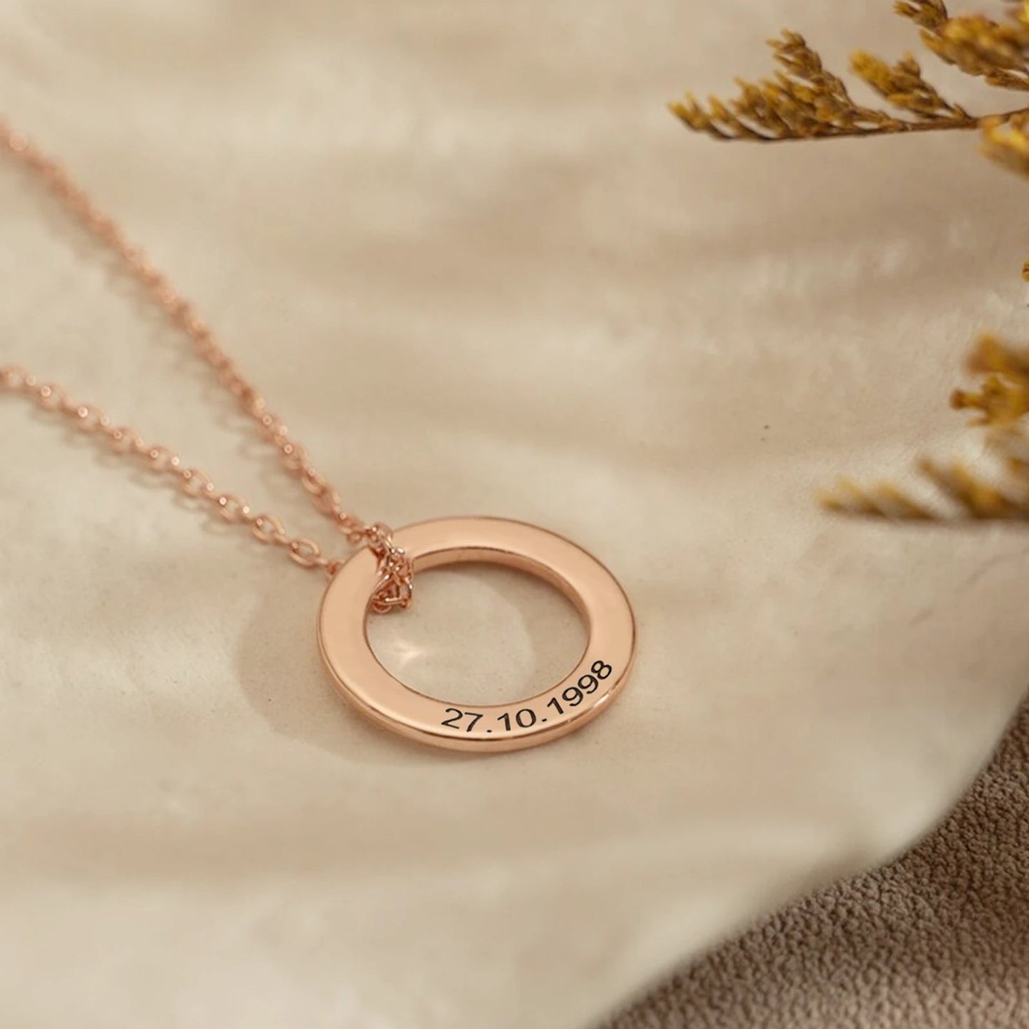 Rose Gold Plated Stainless Steel Hoop Necklace