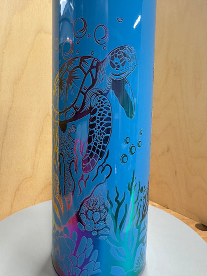 Octopus and Turtle 20oz Blue Rainbow Tumbler