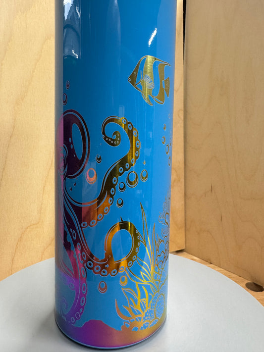 Octopus and Turtle 20oz Blue Rainbow Tumbler