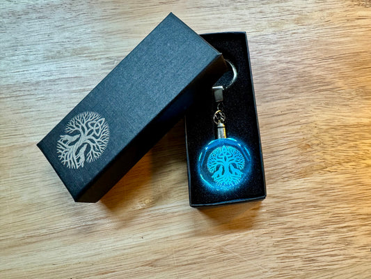 Octagon Crystal Glass Light-Up Keychain