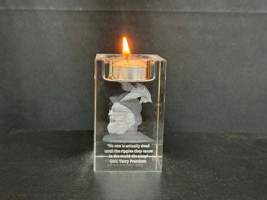 Engraved Crystal Candle Holder